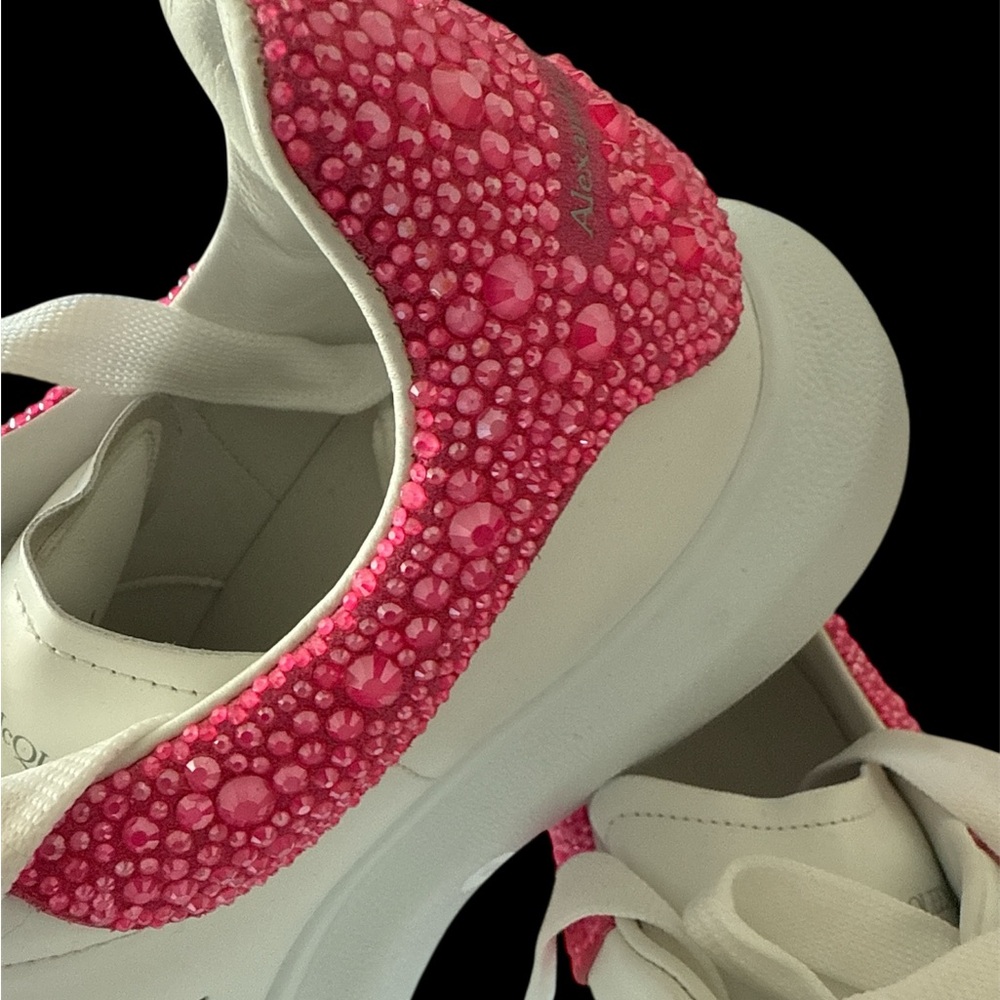 Alexander McQueen White Oversized Sneakers White Pink Glitter’ Size 40 - Picture 3 of 6